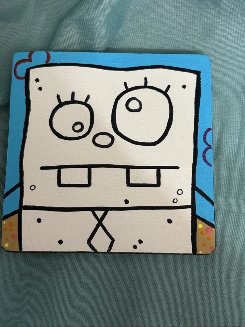 SpongeBob Coasters Set-SpongeBob, Squidward, Mrs Puff, DoodleBob Hand Crafted